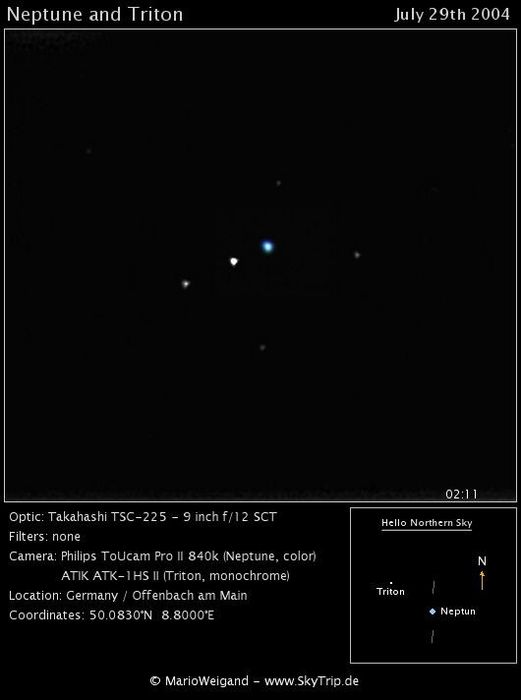 Neptune and its moon Triton on July 29th 2004